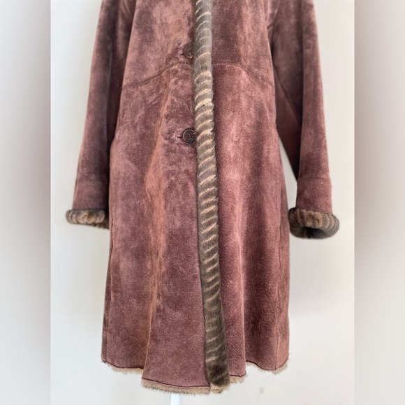 LNR for NORDSTROM SUEDE BUTTON FRONT LEATHER LINED JACKET w FAUX FUR TRIM, SZ PL - Picture 8 of 17
